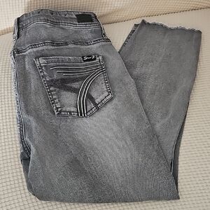 Seven7 Women's Highrise Ankle Skinny And Frayed Leg Gray Jeans Sz 14